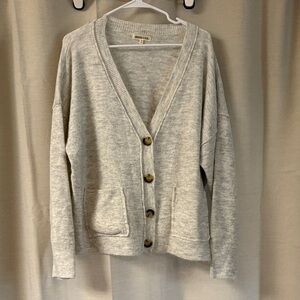 Soft Heather Gray Button Cardigan